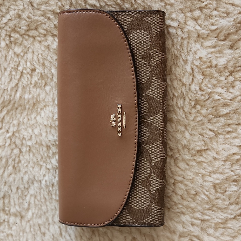 Coach Long Brown Leather Signature Continental Wallet 🤎